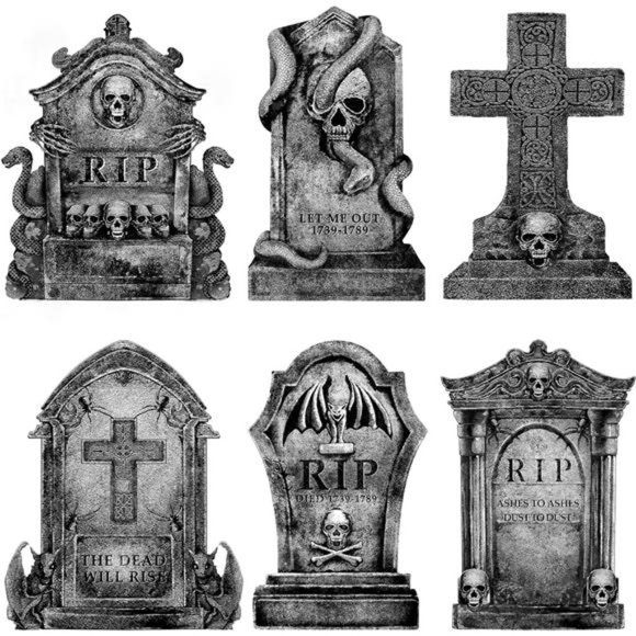 Halloween Decorations Outdoor Graveyard Tombstones: 6ct Large, 16" Tall - Picture 1 of 7